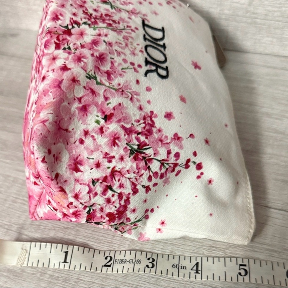 Dior Beauty✨🩷🌸White Canvas Cosmetic Pouch with Pink Floral Print - Picture 4 of 5